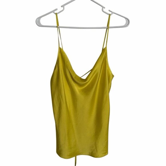 Massimo Dutti 100% Silk Draped Cami Top In Yellow S - Picture 2 of 6